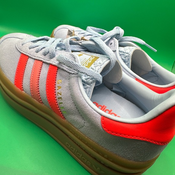 size 6.5 Adidas Gazelle Bold J Womens Light Blue/Orange Platform Y2K Sneakers - Picture 6 of 11